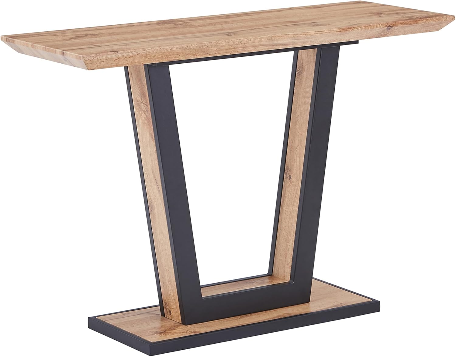 Zephyr Modern Engineered Wood & Metal Console Table - Natural & Black