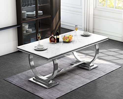 Luxury Marble 7-Piece Dining Table Set for 6, Modern 70