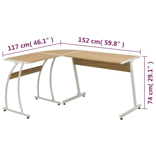 Corner Desk L-Shaped Oak,Sturdy LShaped Corner Desk with Ample Space for Work or Study Home Office Desks