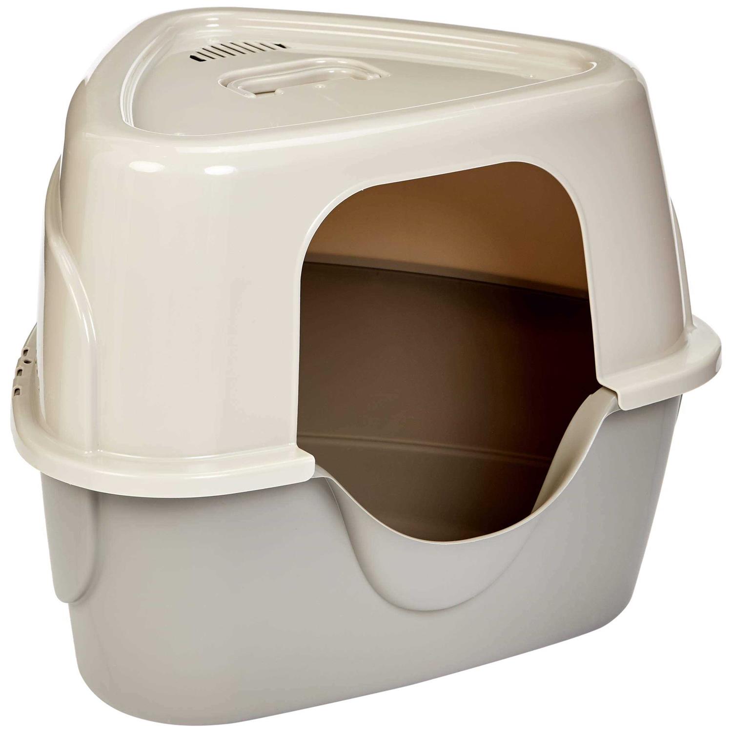 petpetssmart Basics No-Mess Hooded Corner Cat Litter Box - Pet Supplies online store