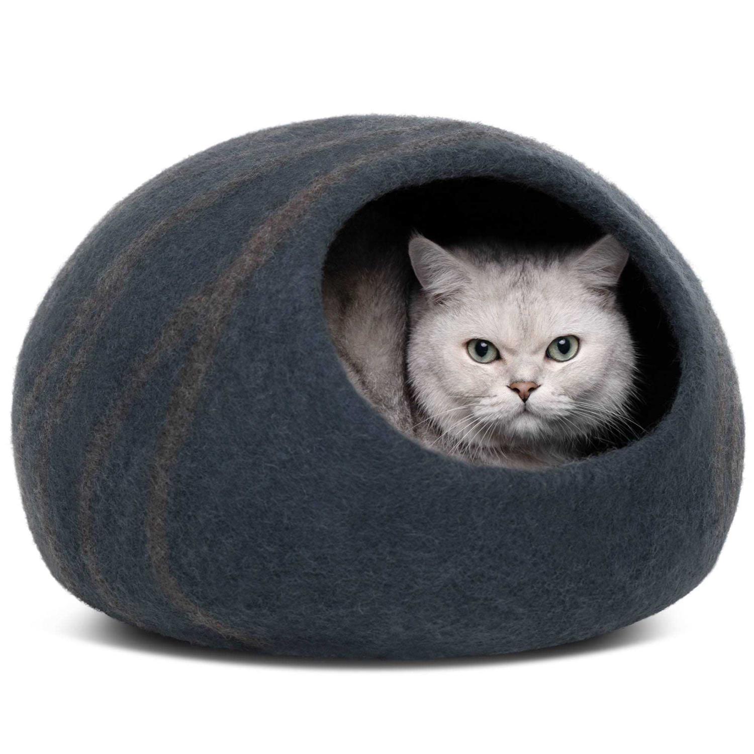 MEOWFIA Premium Felt Cat Bed Cave Handmade 100% Merino Wool Bed for Cats and Kittens - Pet Supplies online store