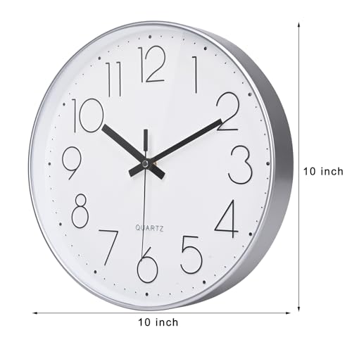 Wall Clock 12 Inch Silent Non-Ticking Modern Wall Clocks Battery Operated for Living Room, Kitchen, Office Decor (Black)