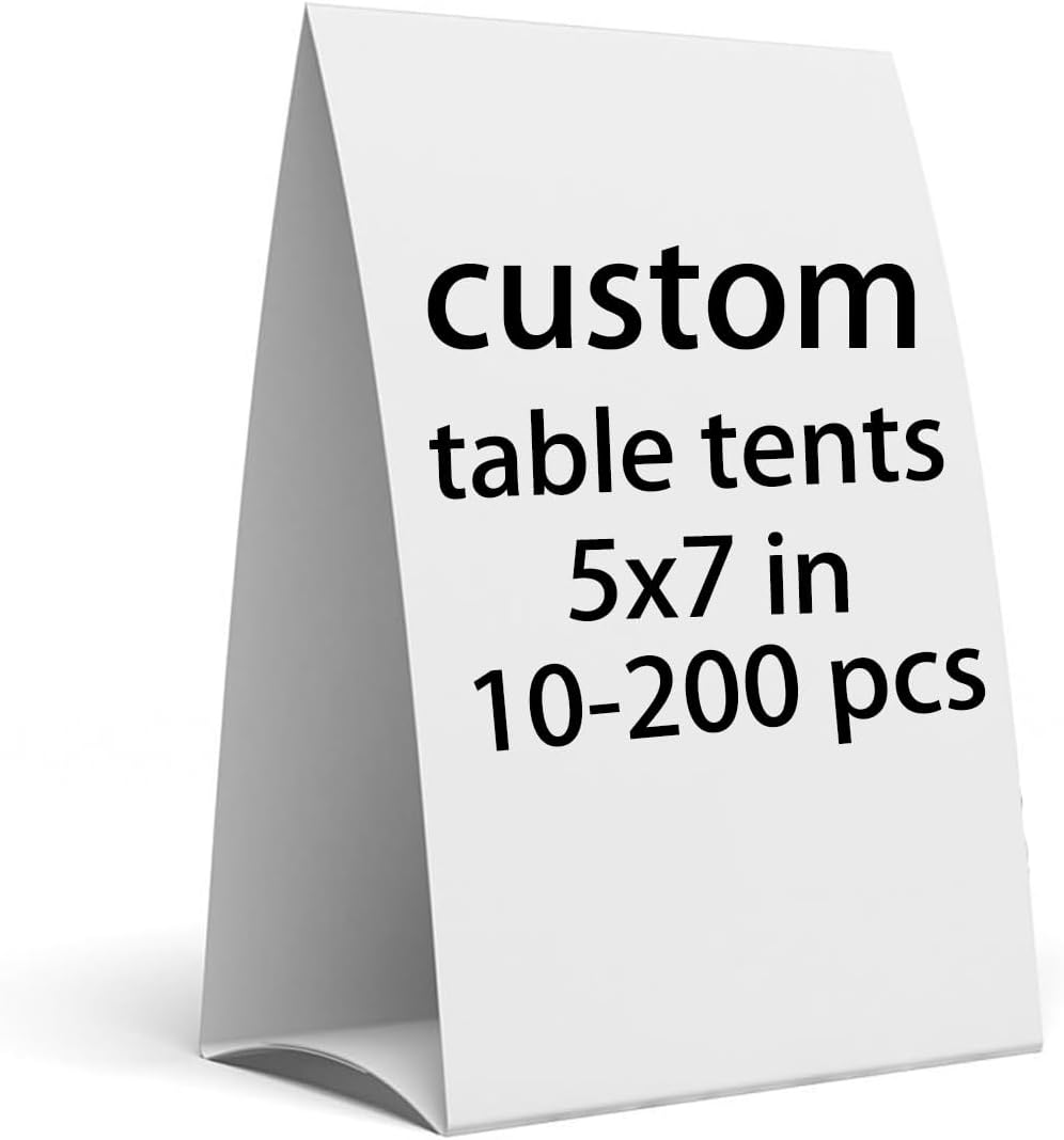 Custom Table Tents for Small Business, 5x7 in,10-200 pcs, Upload Your Design