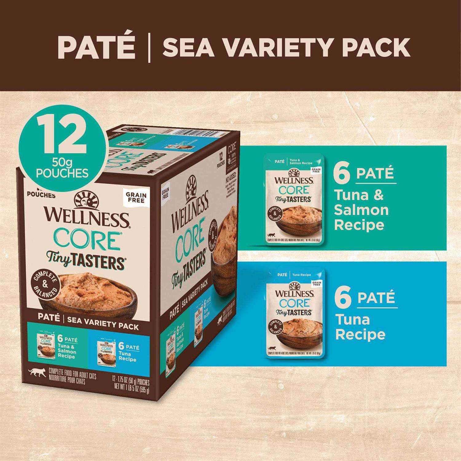 Wellness CORE Tiny Tasters Variety Pack Sea Grain-Free Cat Food Pouches - Pet Supplies online store