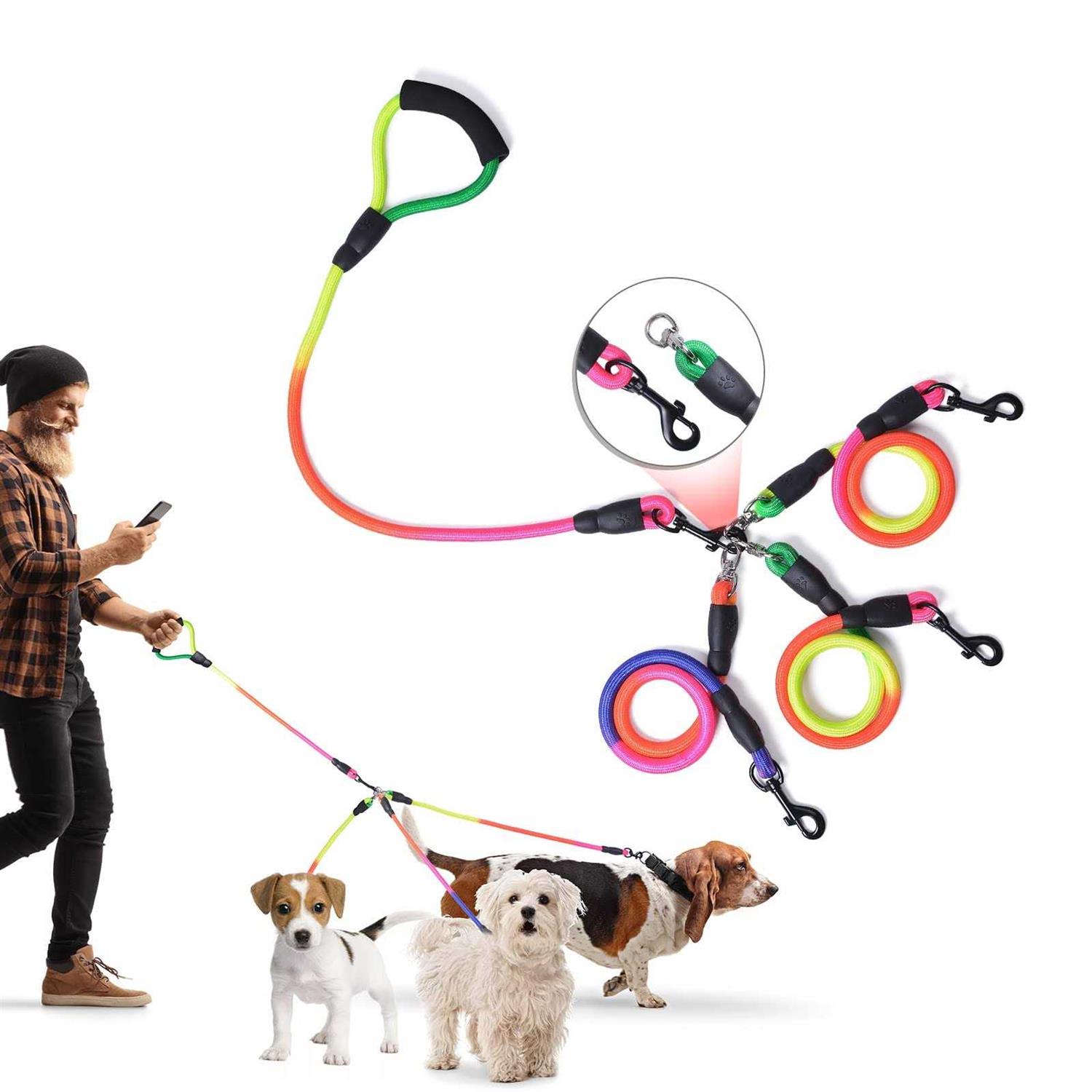 3 Way Dog Leash 75 Inch Dog Leash Detachable 360 Swivel No Tangle with Soft Padded Handle for Small/Medium Dogs PT048 - Pet Supplies online store