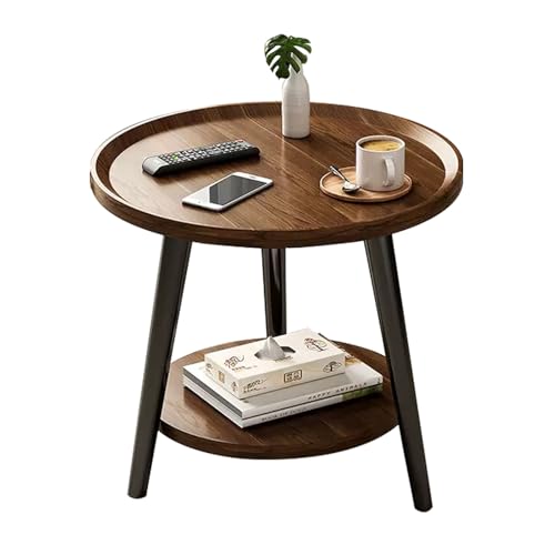 Oval Round Coffee Table, 2 Tier Coffee Table with Storage, Modern Side Table for Living Room, Office, Conference Room, Easy to Assemble(50x48cm/19.6x18.8in)