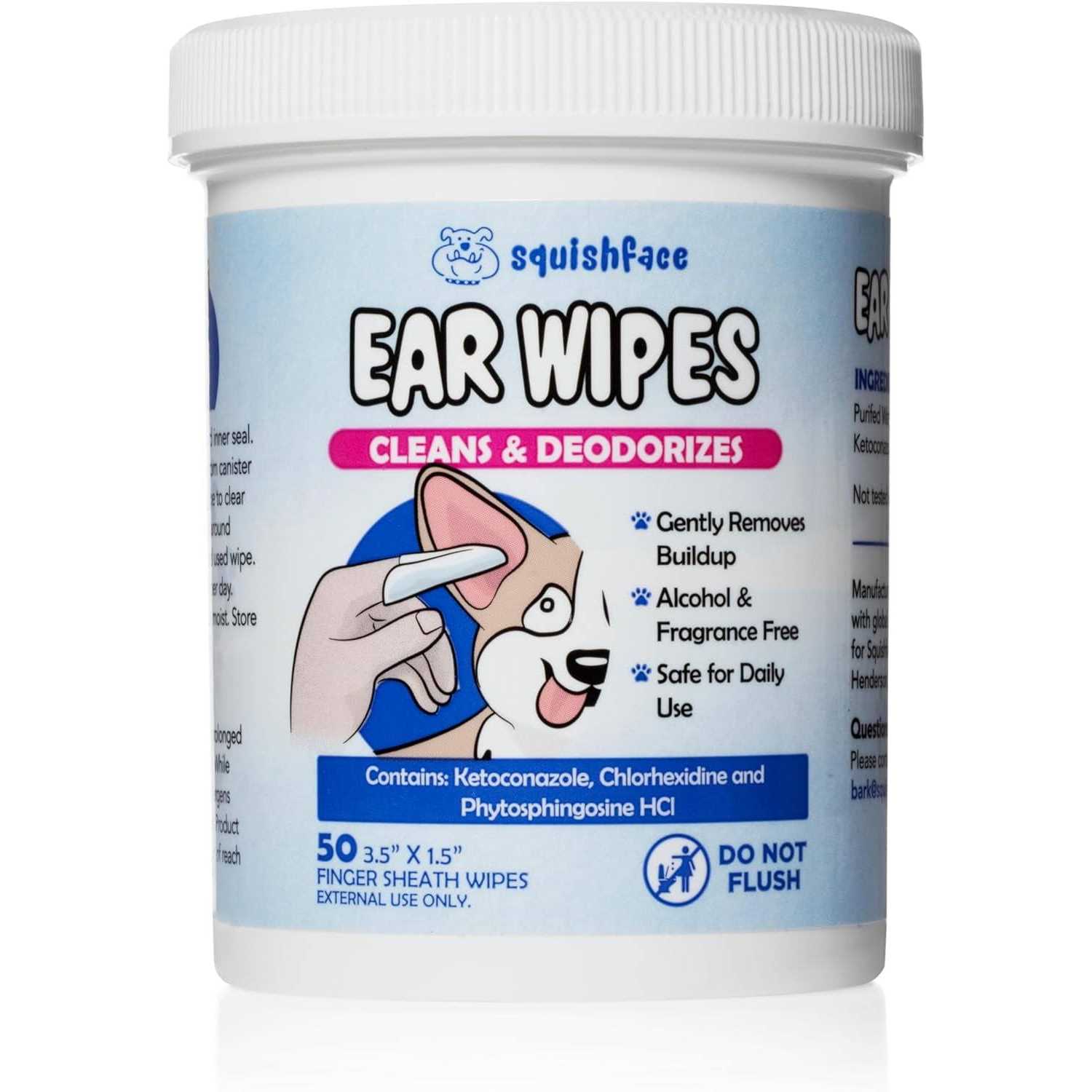 Squishface Dog Ear Relief Individual Finger Sheath Wipes Non-Allergenic Ingredients & Irritation-Reducing Formula Cleans & Deodorizes - Pet Supplies online store