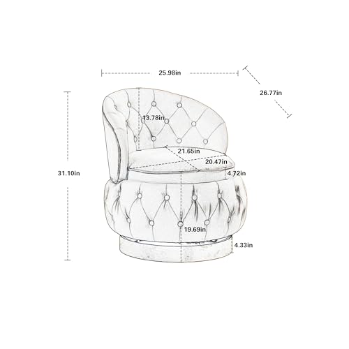 Modern Swivel Chair, Velvet Accent Chair with Storage, Round Sherpa Chair, Upholstered Comfy Armchair with Tufted Back for Nursery, Living Room, Bedroom, Office, Waiting Room, Navy Blue