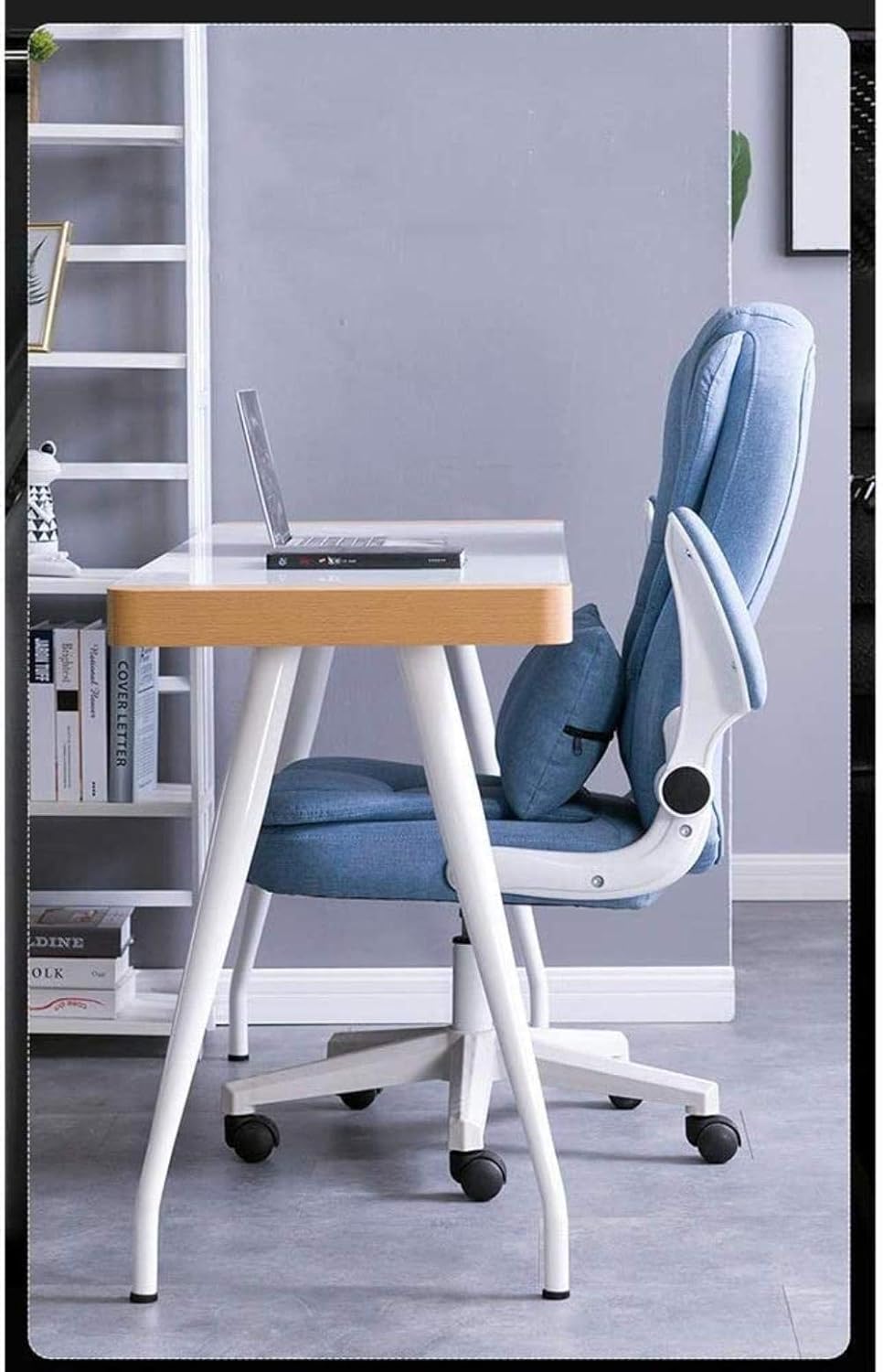 Office Ergonomic Multifunctional Gaming Computer s with Flip-Up Armrests Fabric High Back Swivel Executive Adjustable Height Band Wais Simple Comforts Stool