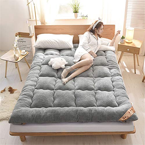 Plush Solid Color Floor Mattress Non-Slip Thicken Japanese Tatami mat Foldable Double Futon Mattress Topper for Bedroom Living Room Dorm Room EtcA-100x200cm(39x79inch)