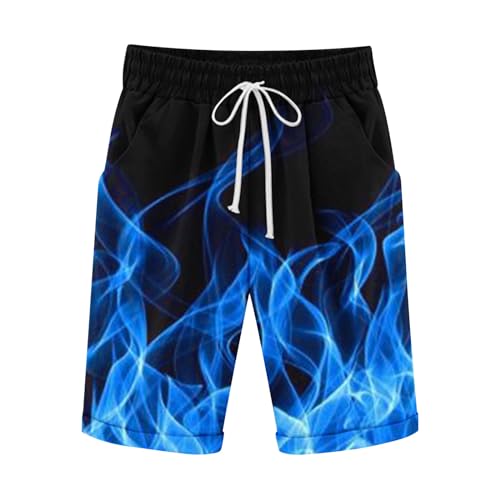 Trendy Beach Shorts for Men Summer Print Drawsting Elastic Waisted Swim Trunks Loose Quick Dry Surfing Short Pants