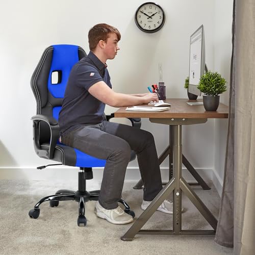 PC Gaming Chair Leather, Cheap Gamer Chair for Adults, Video Game Chairs with Lumbar Support, Desk Chair Gaming with Adjustable Height for Teens