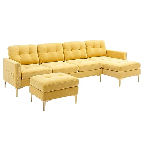 Convertible Sectional Sofa Chenille with Ottoman,114