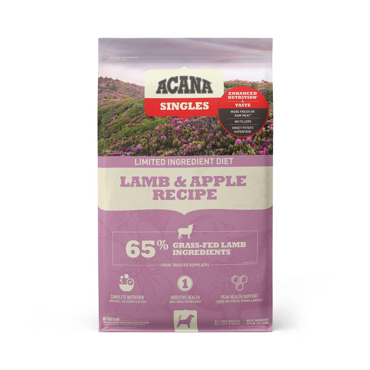 ACANA Singles Limited Ingredient Diet Lamb & Apple Recipe Grain-Free Dry Dog Food, 22.5-lb bag - Pet Supplies online store