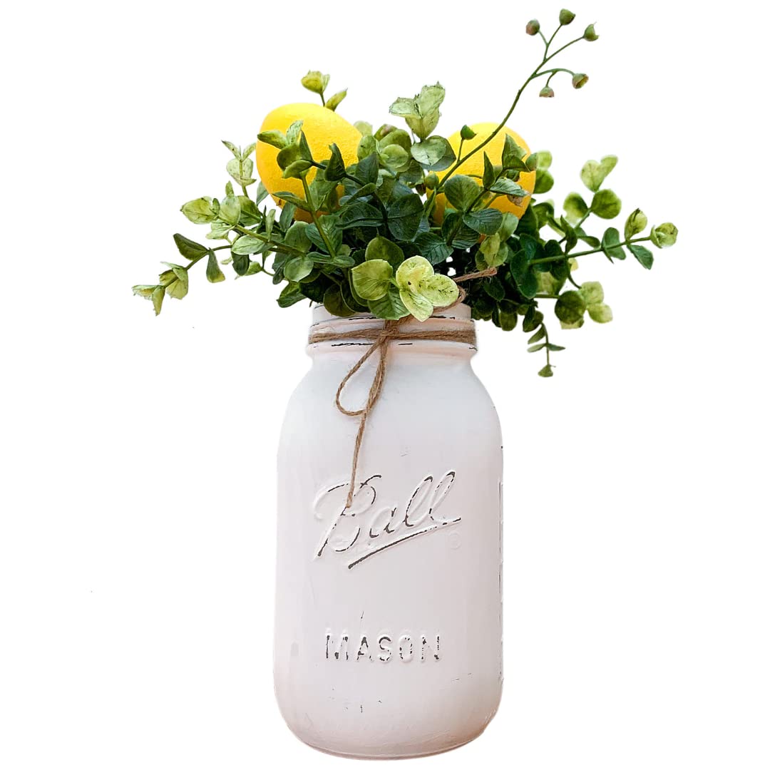Lemon Centerpiece for Tables, Lemon Mason Jar Table Centerpiece, Lemon Centerpiece Table Decorations, Lemon Centerpieces for Dining Room Table, Lemon Centerpieces Decorations for Kitchen, 32 oz Quart