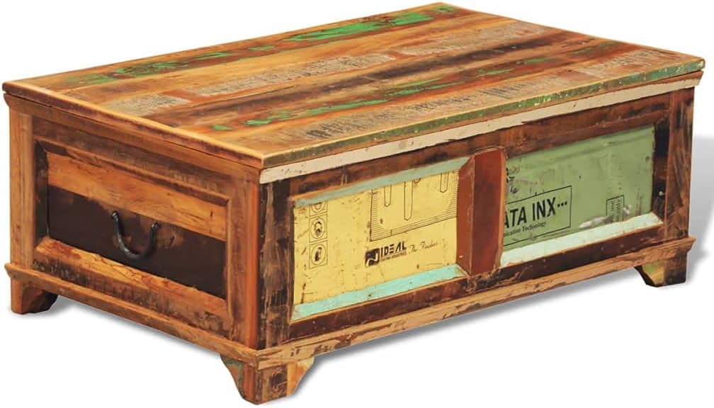 mesa de Centro para sala、Center Table for Living roomcoffee tableCoffee Table with Storage Vintage Reclaimed WoodSuitable for Living Room, Patio
