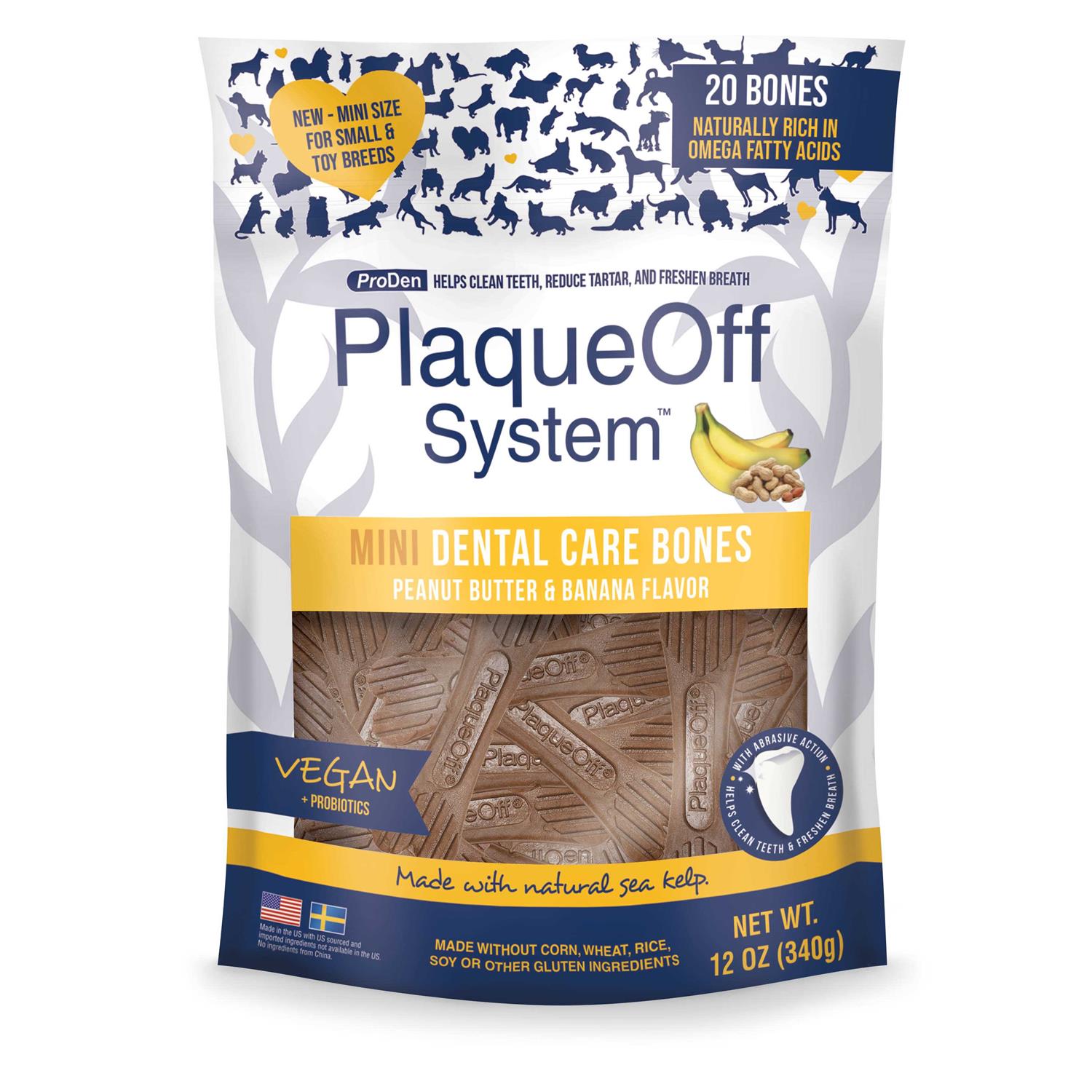 ProDen PlaqueOff Mini Dental Bones Peanut Butter & Banana - Pet Supplies online store