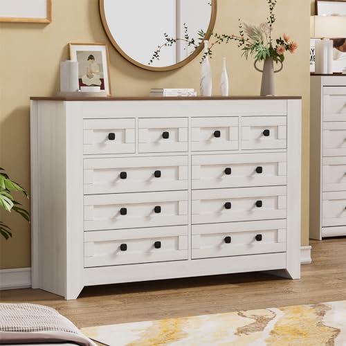 PAKASEPT Farmhouse White Dresser for Bedroom, 54