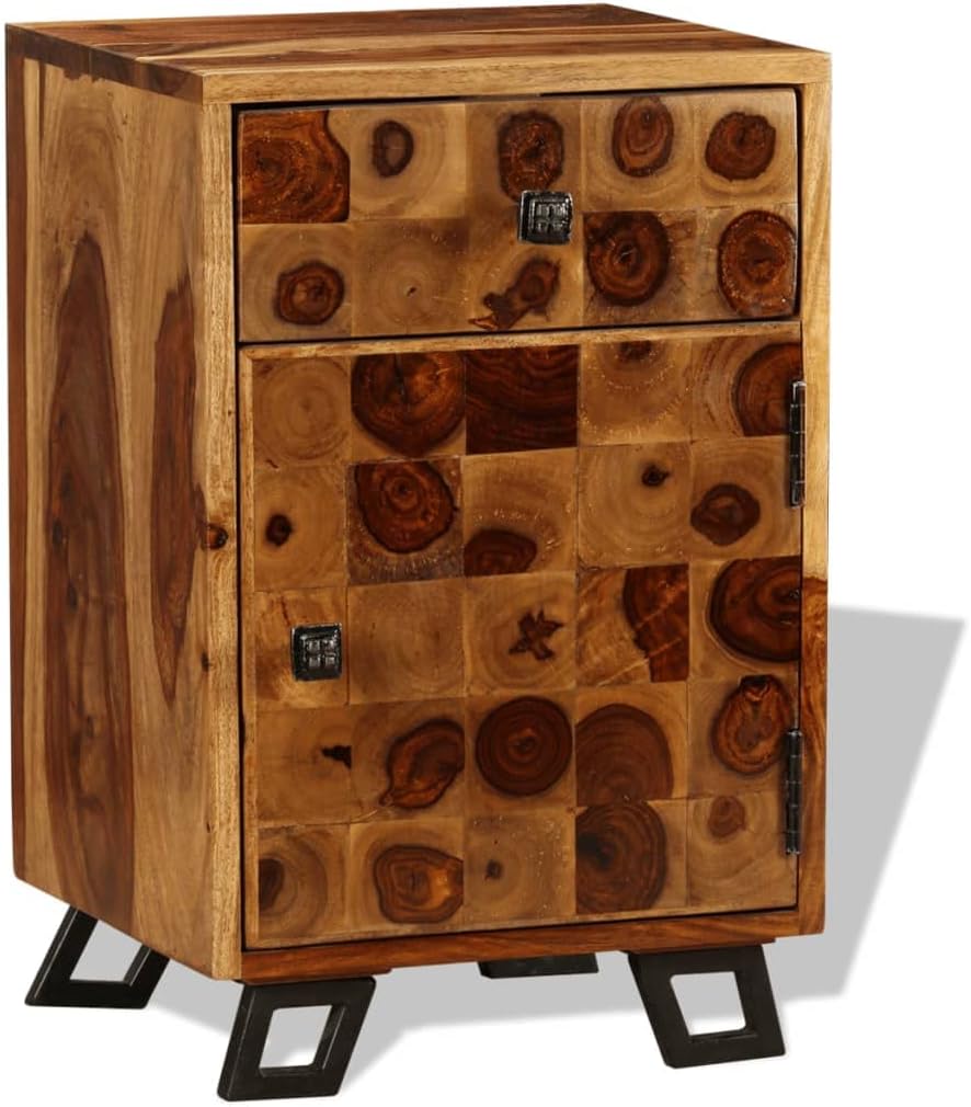 Nightstand, Closet Organizer Sofa Side Table Storage Cabinet Night Stand with Storage Suitable for Home Entryway Bathroom Closet Solid Sheesham Wood 14.6