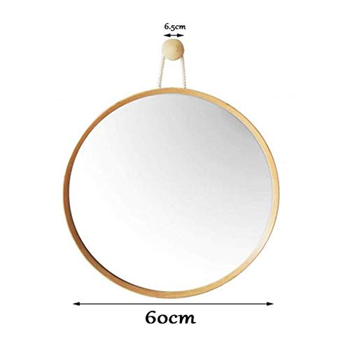 Vanity Wall Large Round Bamboo Circular Makeup Hanging for Living Rooms with Hemp Rope 45Cm