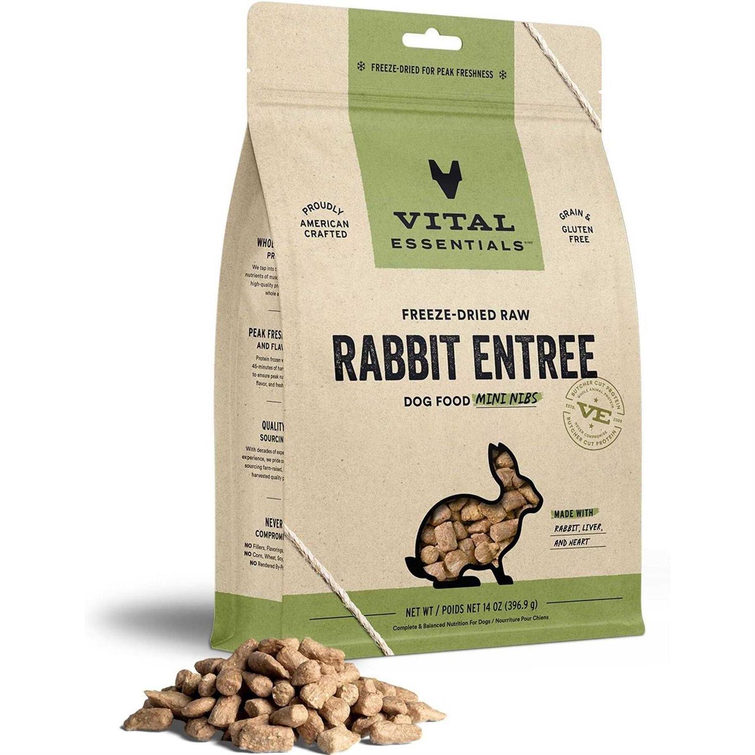 Vital Essentials Freeze Dried Dog Food Raw Rabbit Mini Nibs Entree - Pet Supplies online store