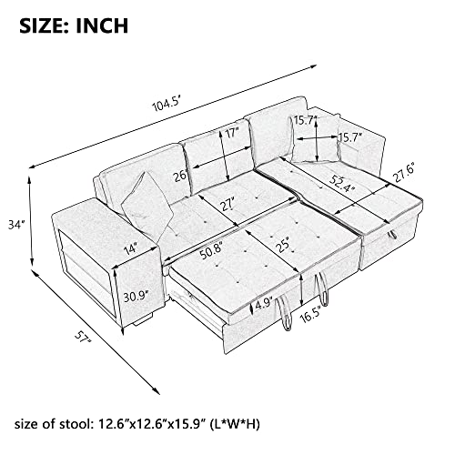 Reversible Sectional Sofa Couch 104