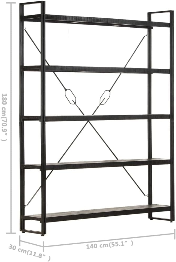 5-Tier Bookcase Black 55.1