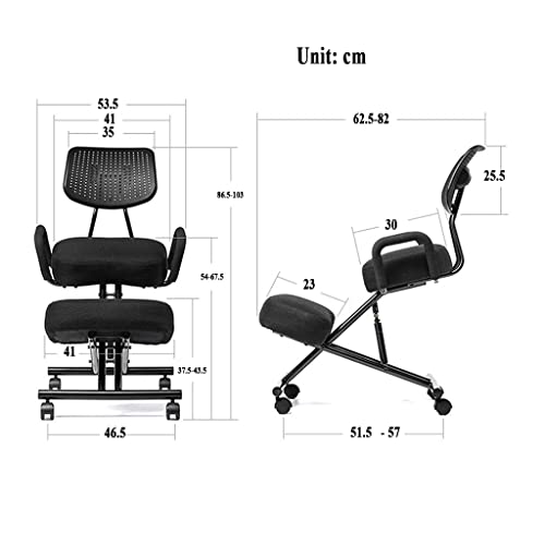 Professional Ergonomic Height Adjustable Kneeling Chair, with Backrest Support and Non deformable Cushions, Professional Improving Posture Stool
