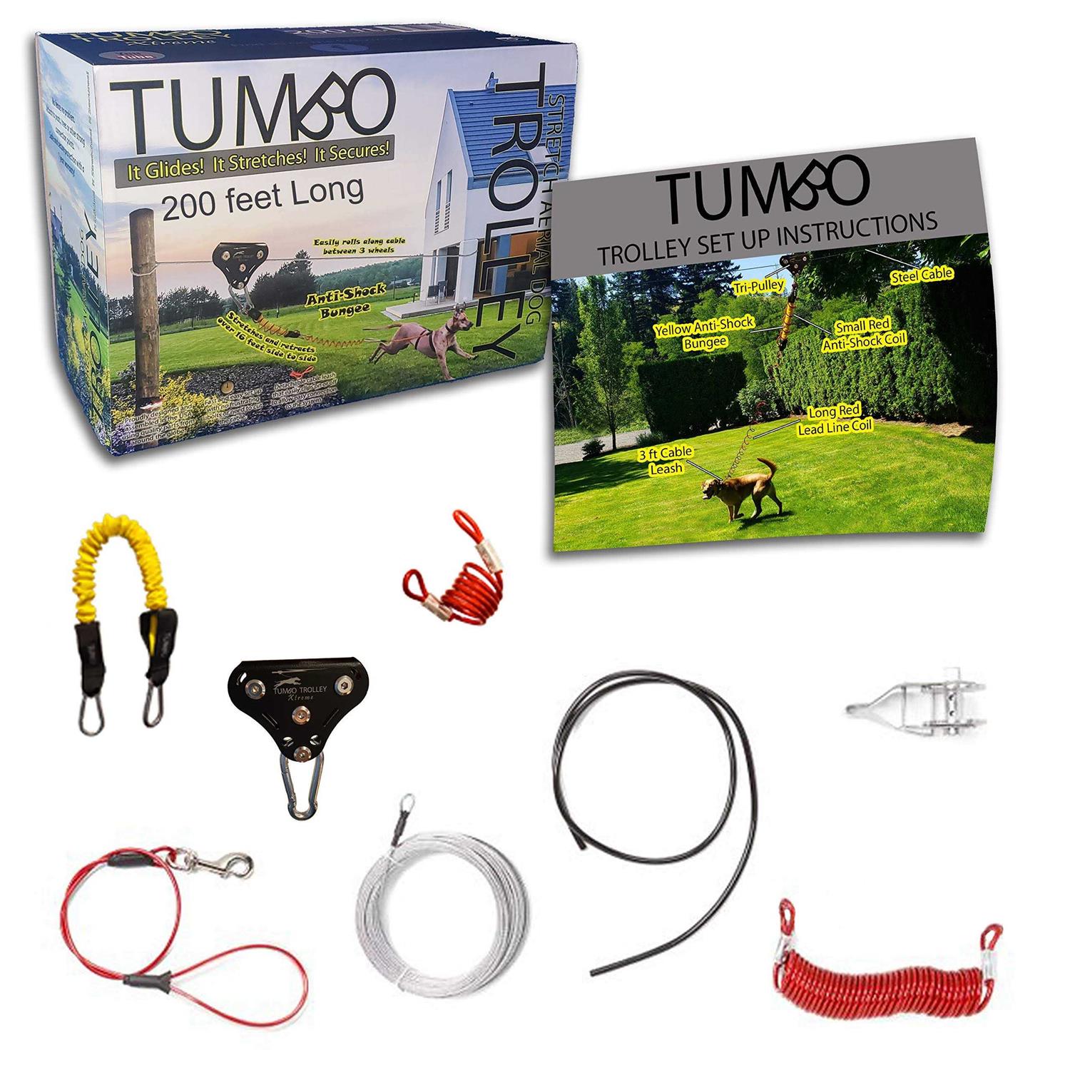 Tumbo Xtreme Trolley Anti-Shock Aerial Dog Runner for Yard - Pet Supplies online store