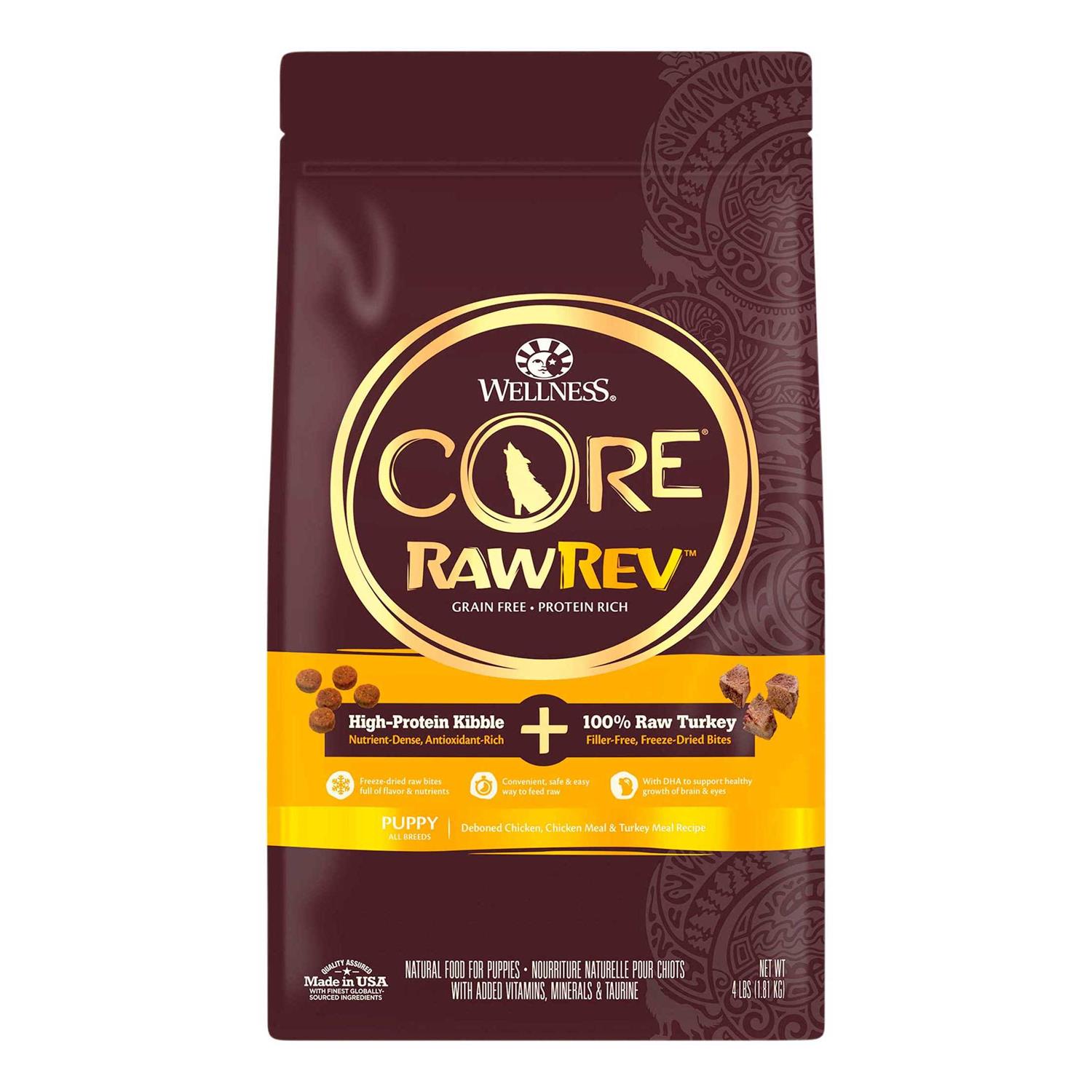 Wellness CORE RawRev Grain Free Natural Deboned Chicken with Freeze Dried Turkey Recipe Dry Puppy Food - Pet Supplies online store