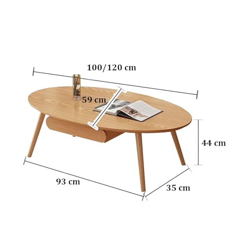 Wood Coffee Table for Living Room, 2 Tier Circle Rustic Coffee Table with Storage, Coffee Table for Apartment, Easy Assembly, Minimalist Tea Table Coffee Tables