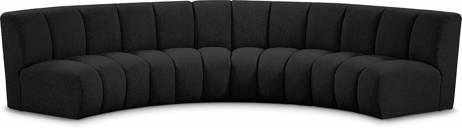 Meridian Furniture Infinity Collection Modern | Contemporary Upholstered Modular Sectional with Soft Boucle Fabric and Deep Channel Tufting, 148