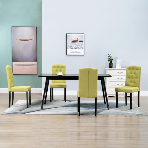 Dining Chairs 4 pcs Green Fabric,Green Fabric Dining Chairs with Comfortable Upholstery and Sturdy Rubber Wood Legs for Kitchen or Dining Room Kitchen Dining Room Chairs, Dining Room Furniture