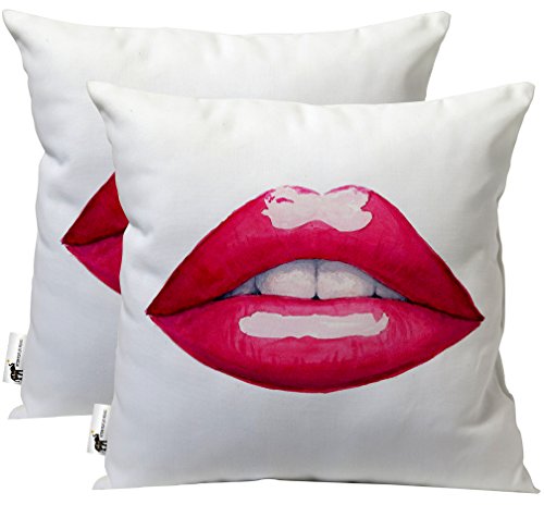 Vintage Indoor/Outdoor Throw Pillows - Set of 2 - Andy Warhol - Handmade Painted Lips Patio Pillow | UBU Republic (20X20)