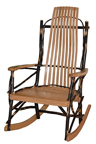 Amish-Made Large 9-Slat Rustic Hickory Rocking Chair