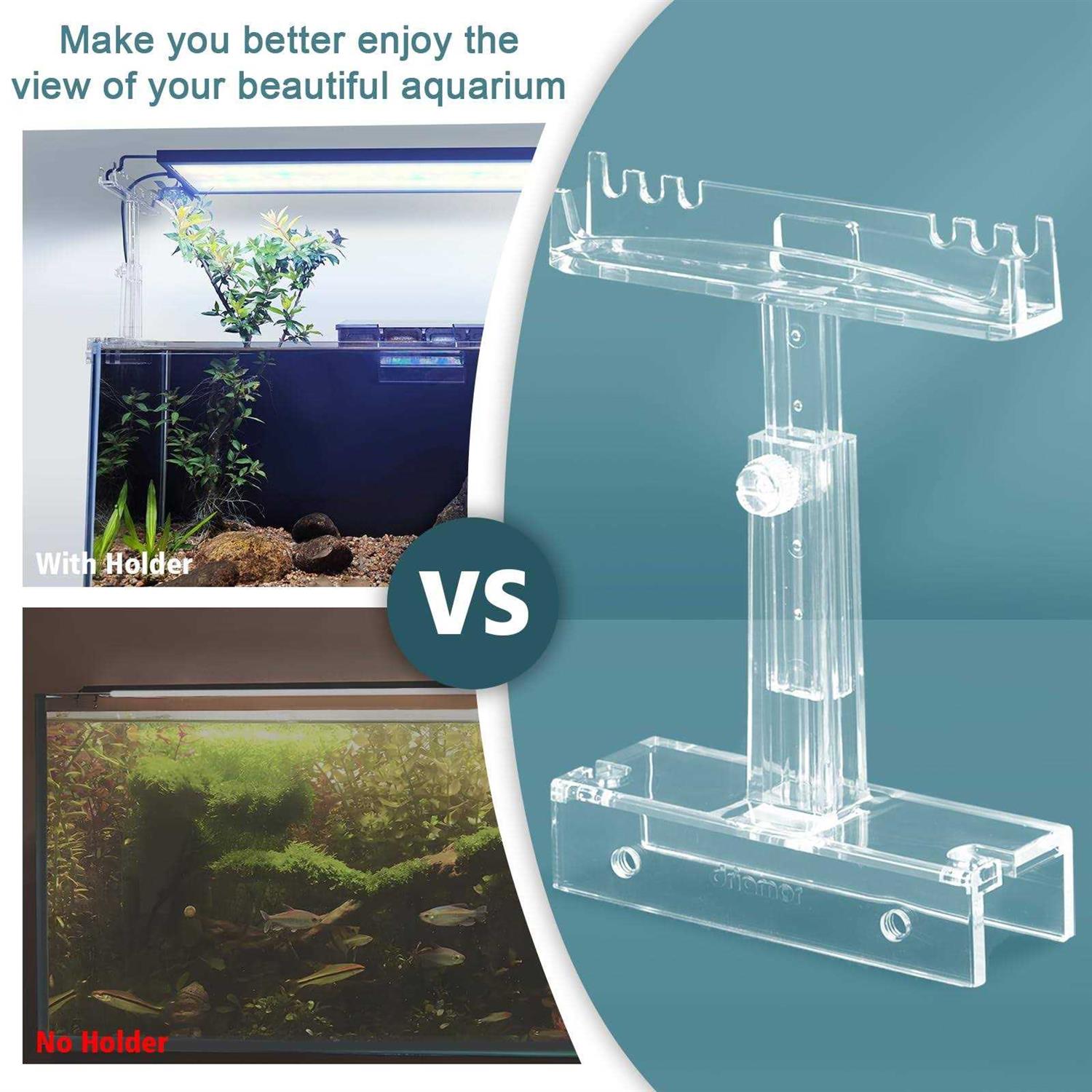 Aquarium Light Holder Adjustable Clear Acrylic Fish Tank LED Light Riser Stand Aquarium Lamp Brackets Kit 2pcs Transparent Support for Width 2.34 - Pet Supplies online store