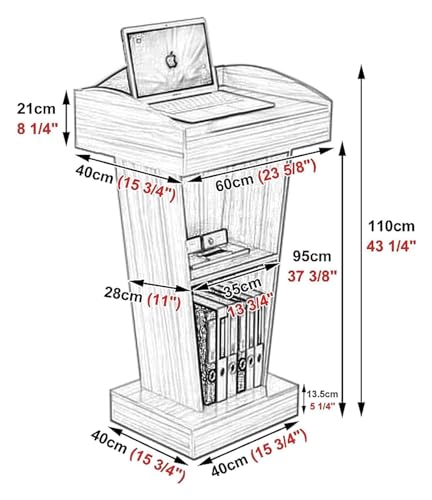 Podium, Floor Standing Podium, Lectern, Floor Standing Podiums with Open Storage Podium Stand Teacher Podiums Reception Desk(White)
