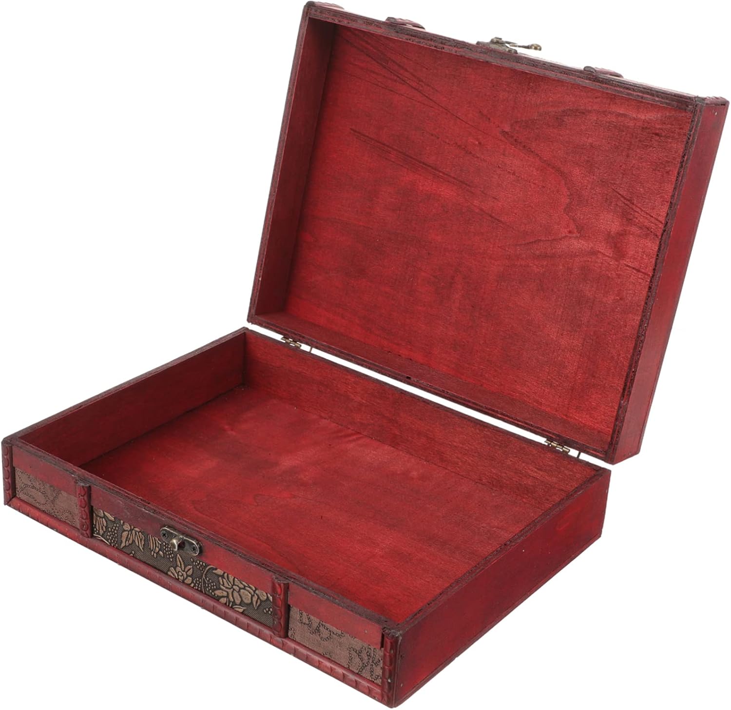 ABOOFAN Storage Box with Lock Vintage Jewelry Case Storage Bins with Lids Storage Bin with Lids Chest Decorative Storage Boxes Locking Storage Trunk Vanity Case Wooden Antique