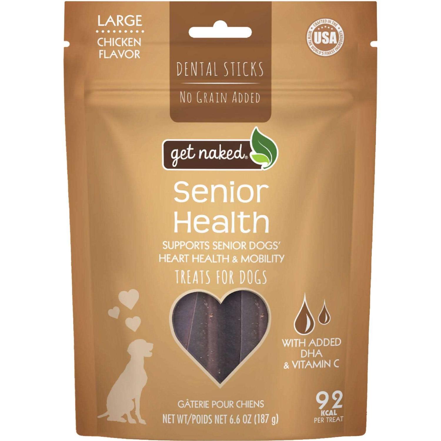 Get Naked Senior Health Dental Sticks Chicken Flavor Grain-Free Dog Treats - Pet Supplies online store