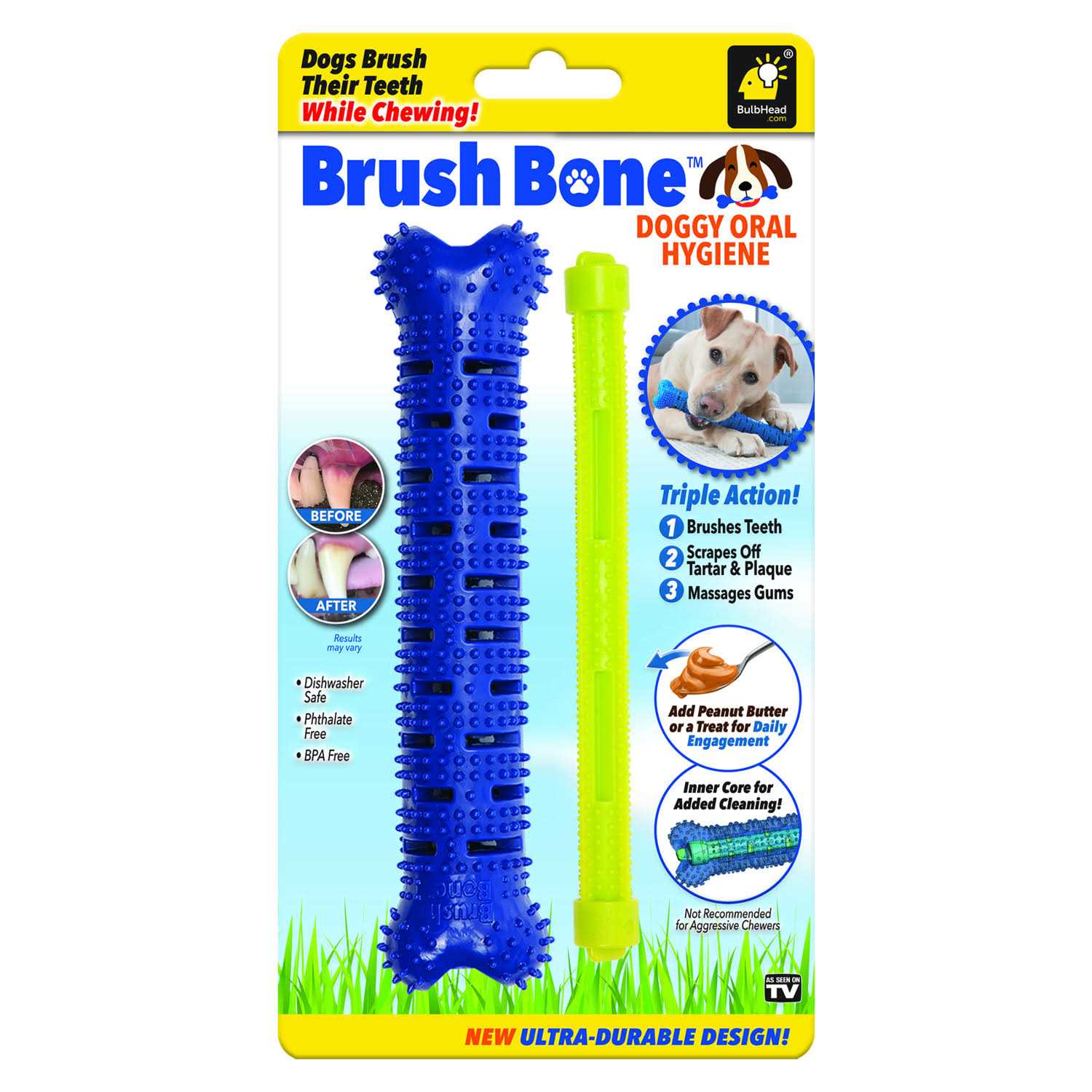 Bulbhead Brush Bone Dog Self Brushing Toothbrush 1 pk - Pet Supplies online store