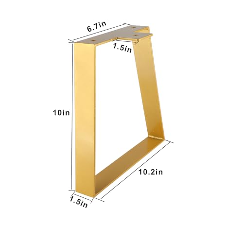 16 Inch Trapezoid Table Legs Gold, DIY Furniture Metal Legs for Coffee Table, Bench Stool Legs Cabinet End Table Feet - Set of 2