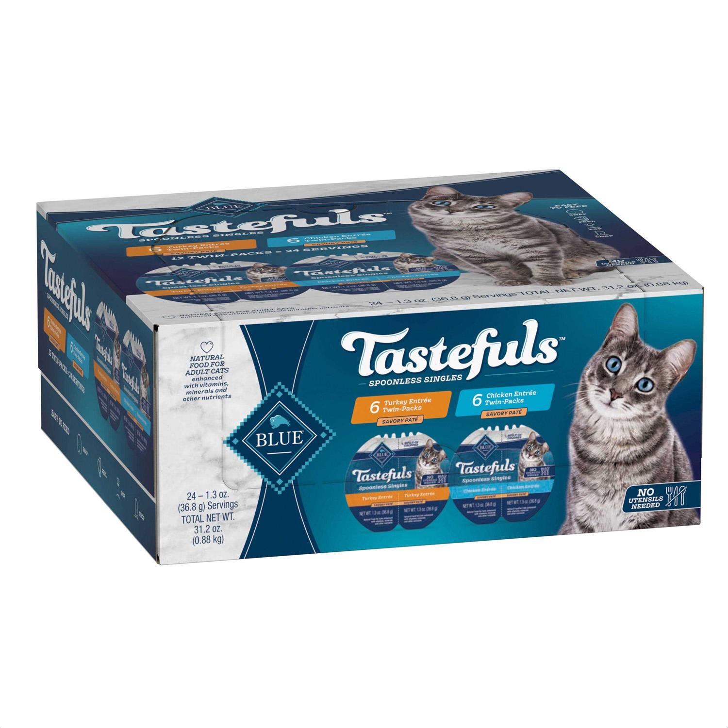 Blue Buffalo Tastefuls Spoonless Singles Chicken and Turkey Pate Wet Adult Cat Food Variety Pack - Pet Supplies online store