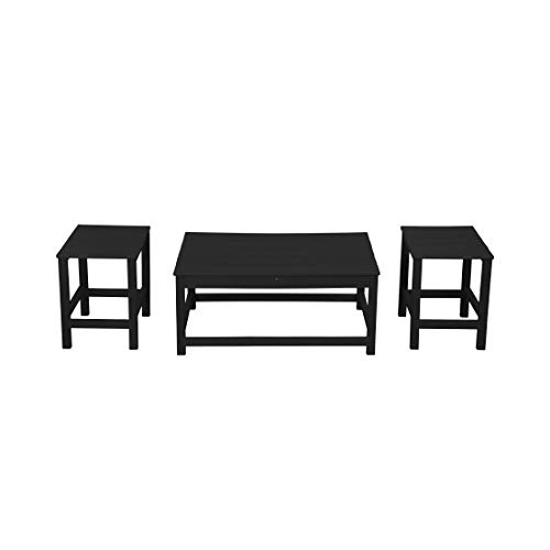 WO Home Furniture HDPE 2pcs Side and 1pc Coffee Table for Adirondack Chair, Weather and UV Resistant for Outdoor, Patio, Backyard, Porch, Garden, Dark Brown