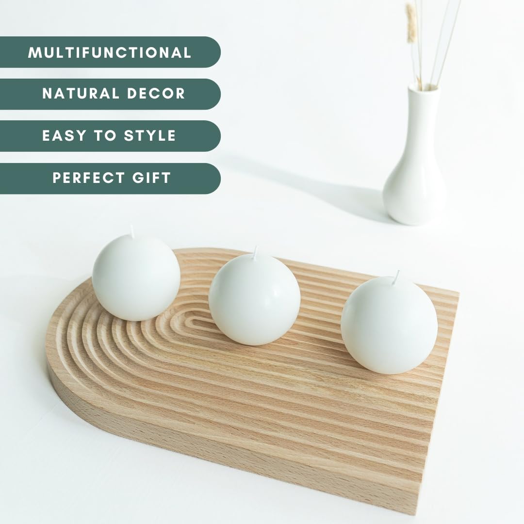 Decorative Wooden Board Tea Tray - Modern Wave Pattern Coffee Table Tray, Versatile Square Ottoman Tray, Eco-Friendly Breakfast Serving Tray, Stylish Gift for Home Decor