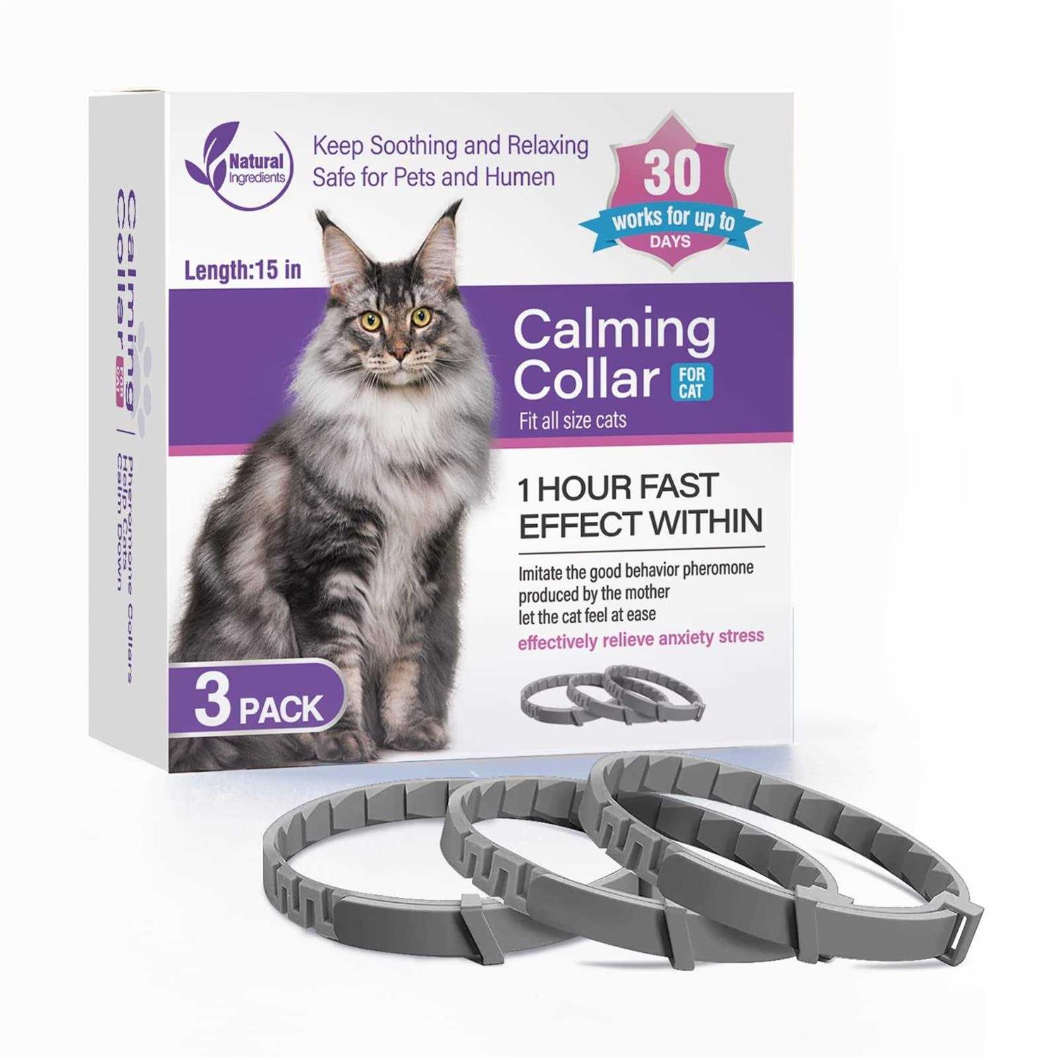 Tcllka 3 Pack Calming Collar Efficient Relieve Reduce Anxiety Stress Pheromones Calm Relaxing Comfortable Breakaway - Pet Supplies online store