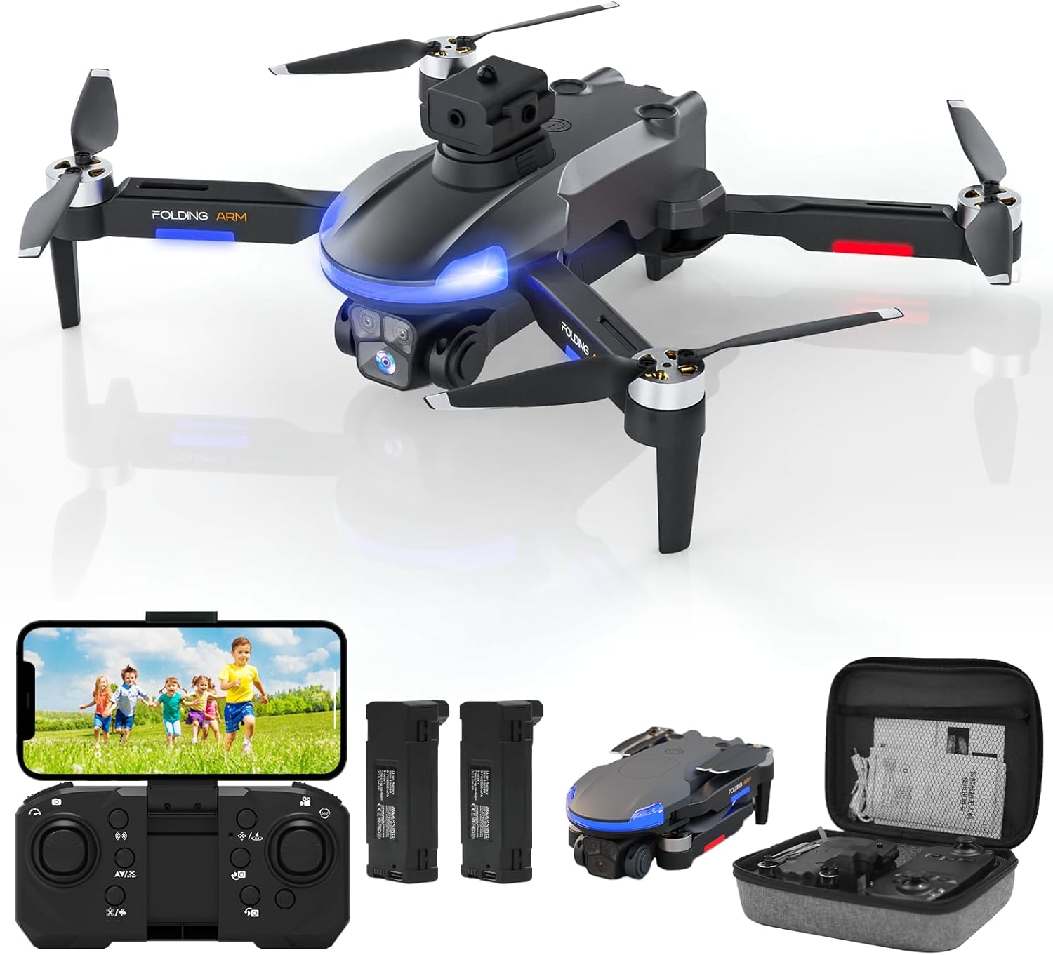 Mini Drone with Camera, 1080P HD FPV Foldable Drones for Kids and Beginners, Brushless Motor Drone with Carrying Case, Long Flight Time, One Key Take Off/Land, Altitude Hold, 360° Flip, Obstacle Avoidance