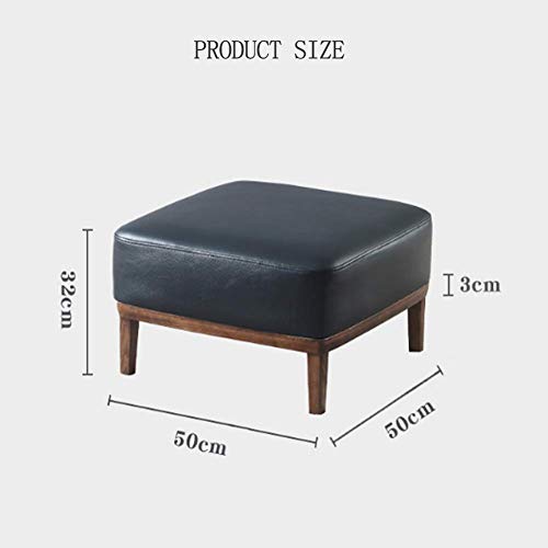 Faux Leather Footstool for Living Room,Round Upholstered Ottoman Stool with Wooden Legs,Large Foot Rest Seat Dressing Table Stool White 50x50x32cm