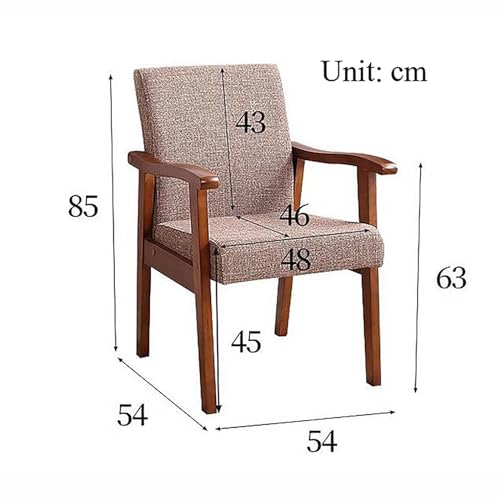 Dining Chair, Solid Wood Sofa Chair with Armrests, Chinese Style Home and Hotel Office Chair, Cotton and Linen Backrest Elderly Chair, Mahjong Chair (Color : B)