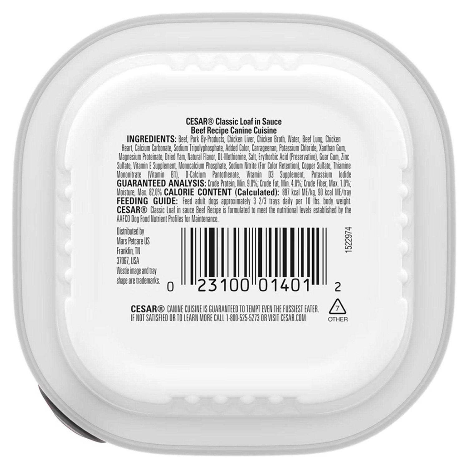 Cesar Classic Loaf in Sauce Wet Dog Food Chicken & Beef Recipe Puppy - Pet Supplies online store