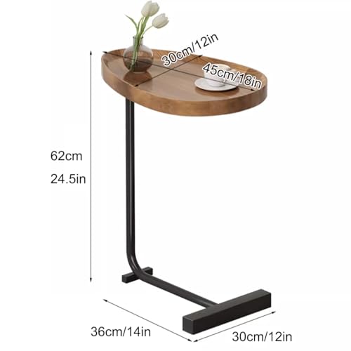 Coffee Table-Oval Wood Table, Small Coffee Table Living Room Table, Coffee Table with Steel Frame, Side End Table for Living Room, Bedroom, Office (Color : Gold)